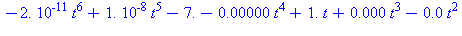 -0.2552964480e-10*t^6+0.1689529031e-7*t^5-7.902619036-0.4384430717e-5*t^4+1.006672838*t+0.5602194776e-3*t^3-0.3578148141e-1*t^2